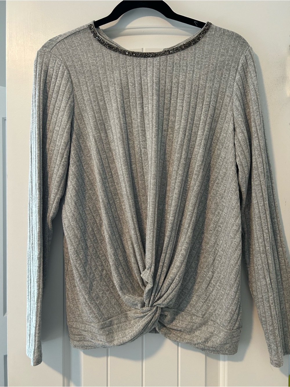 Juicy Couture Gray Twist-Front Long Sleeve sweater